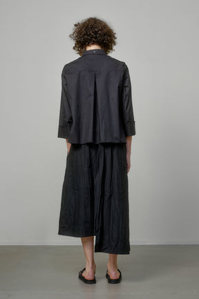 COTTON SHIRT WITH OPEN SHOULDERS AND ROLL-UP SLEEVES