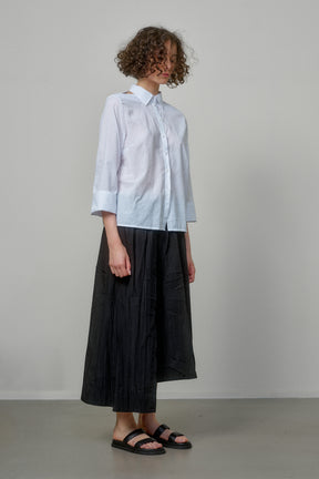 COTTON SHIRT WITH OPEN SHOULDERS AND ROLL-UP SLEEVES