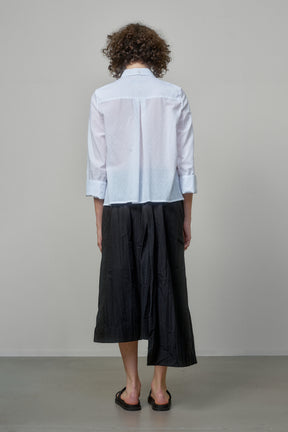 COTTON SHIRT WITH OPEN SHOULDERS AND ROLL-UP SLEEVES