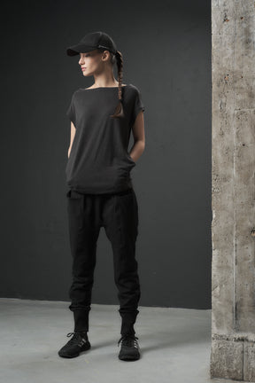 CHARCOAL JERSEY BOATNECK TOP