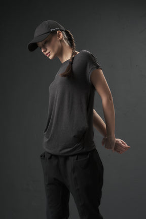 CHARCOAL JERSEY BOATNECK TOP