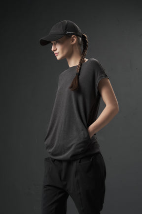 CHARCOAL JERSEY BOATNECK TOP