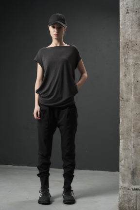 CHARCOAL JERSEY BOATNECK TOP