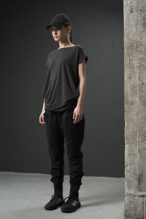 CHARCOAL JERSEY BOATNECK TOP