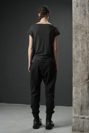 CHARCOAL JERSEY BOATNECK TOP