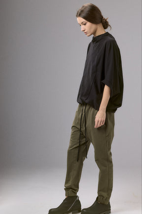 ASYMMETRICAL SLEEVE COTTON BLOUSE