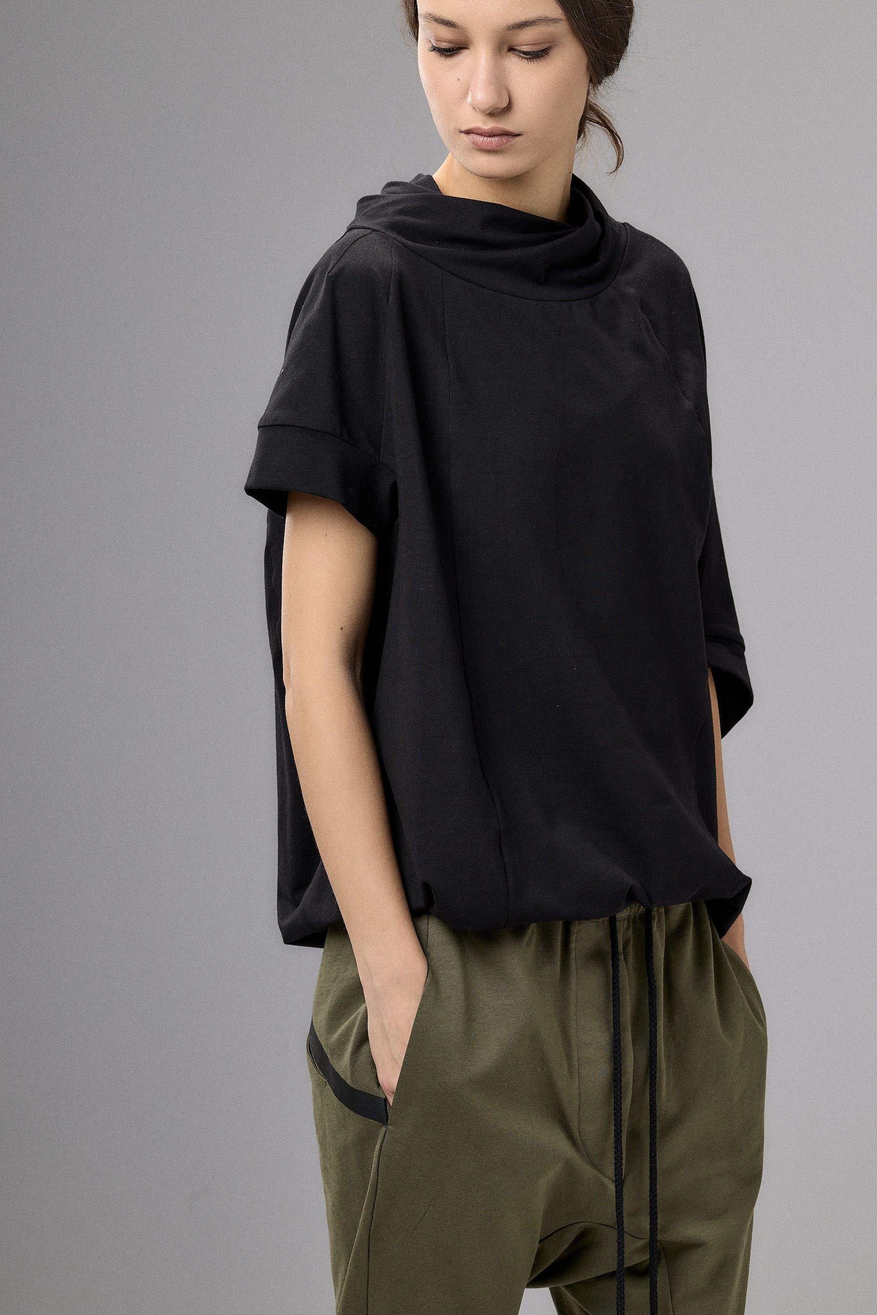 ASYMMETRICAL SLEEVE COTTON BLOUSE