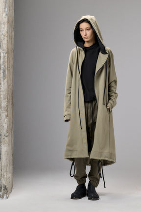 LONG HOODED ZIPPER OLIVE GREEN JACKET