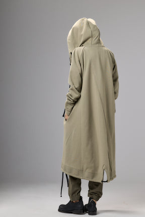 LONG HOODED ZIPPER OLIVE GREEN JACKET