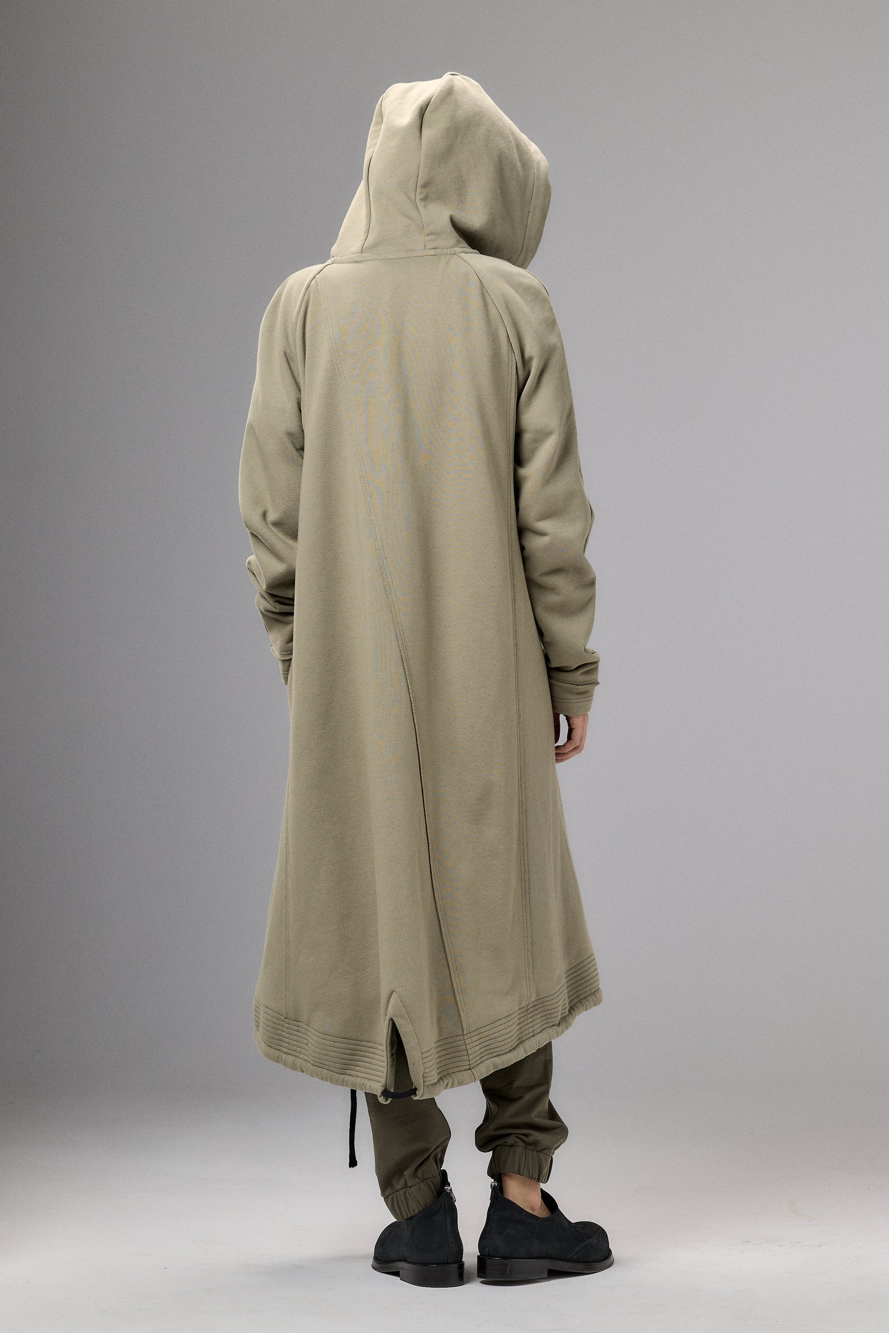 LONG HOODED ZIPPER OLIVE GREEN JACKET