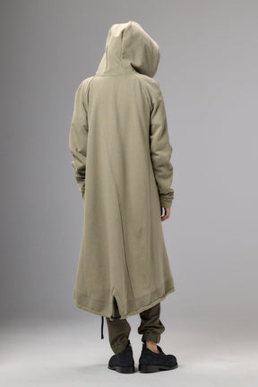 LONG HOODED ZIPPER OLIVE GREEN JACKET