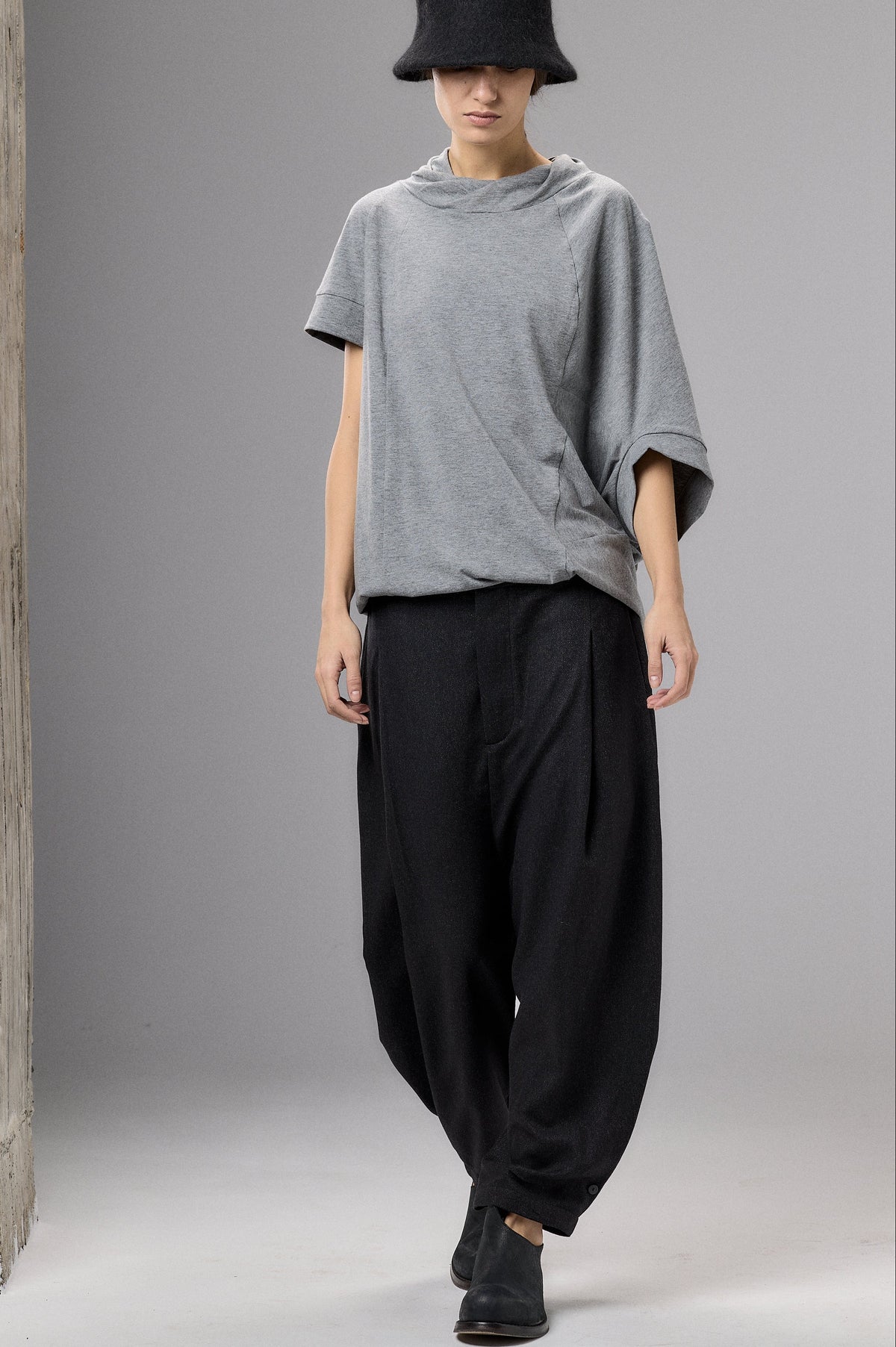 ASYMMETRICAL SLEEVE COTTON BLOUSE