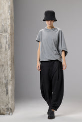 BLACK VOLUMINOUS WOOL PANTS