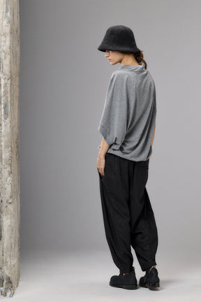 BLACK VOLUMINOUS WOOL PANTS