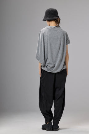 BLACK VOLUMINOUS WOOL PANTS