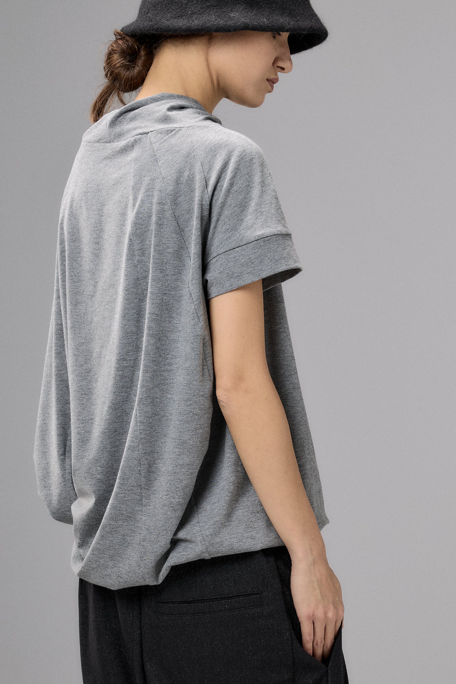 ASYMMETRICAL SLEEVE COTTON BLOUSE