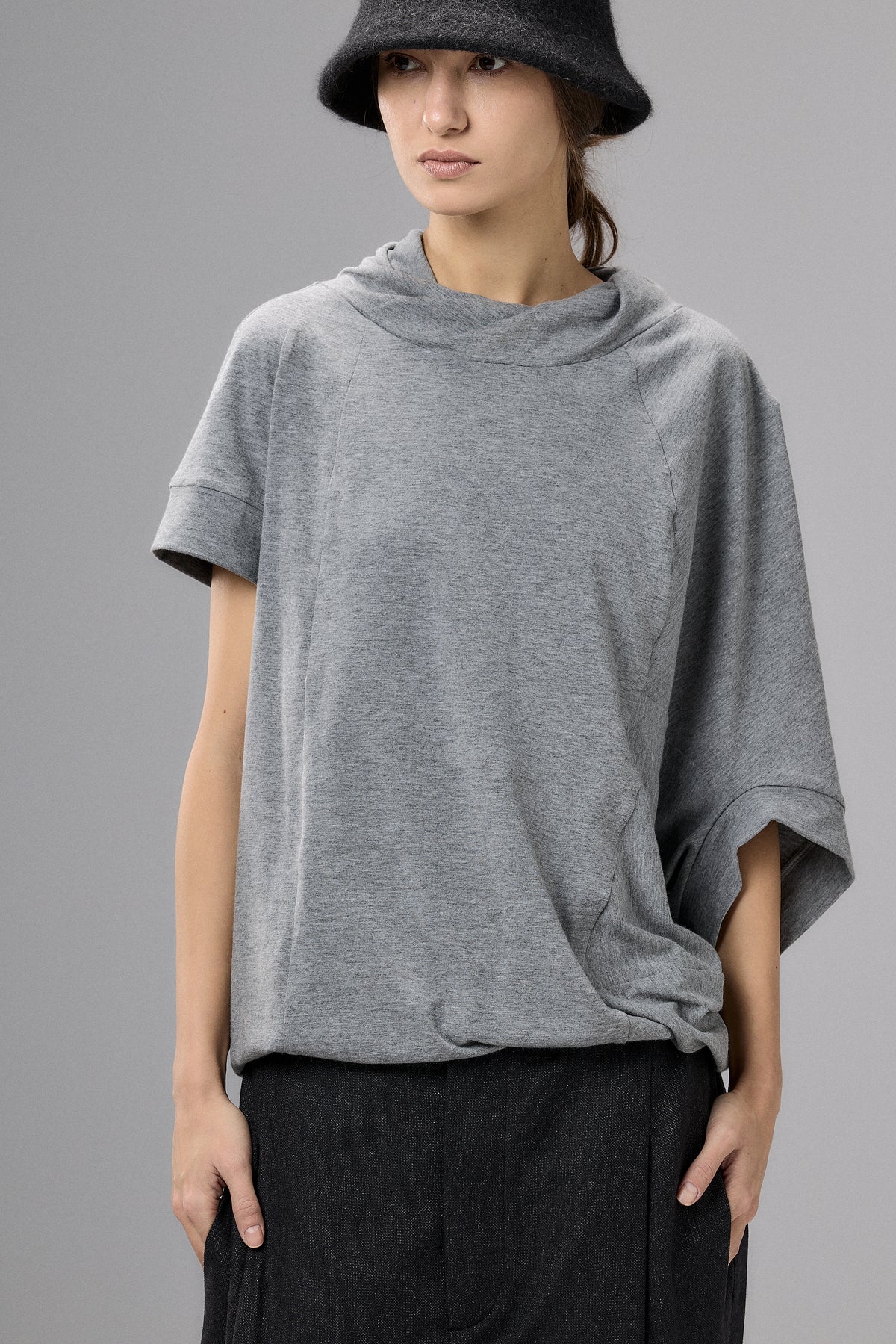 ASYMMETRICAL SLEEVE COTTON BLOUSE