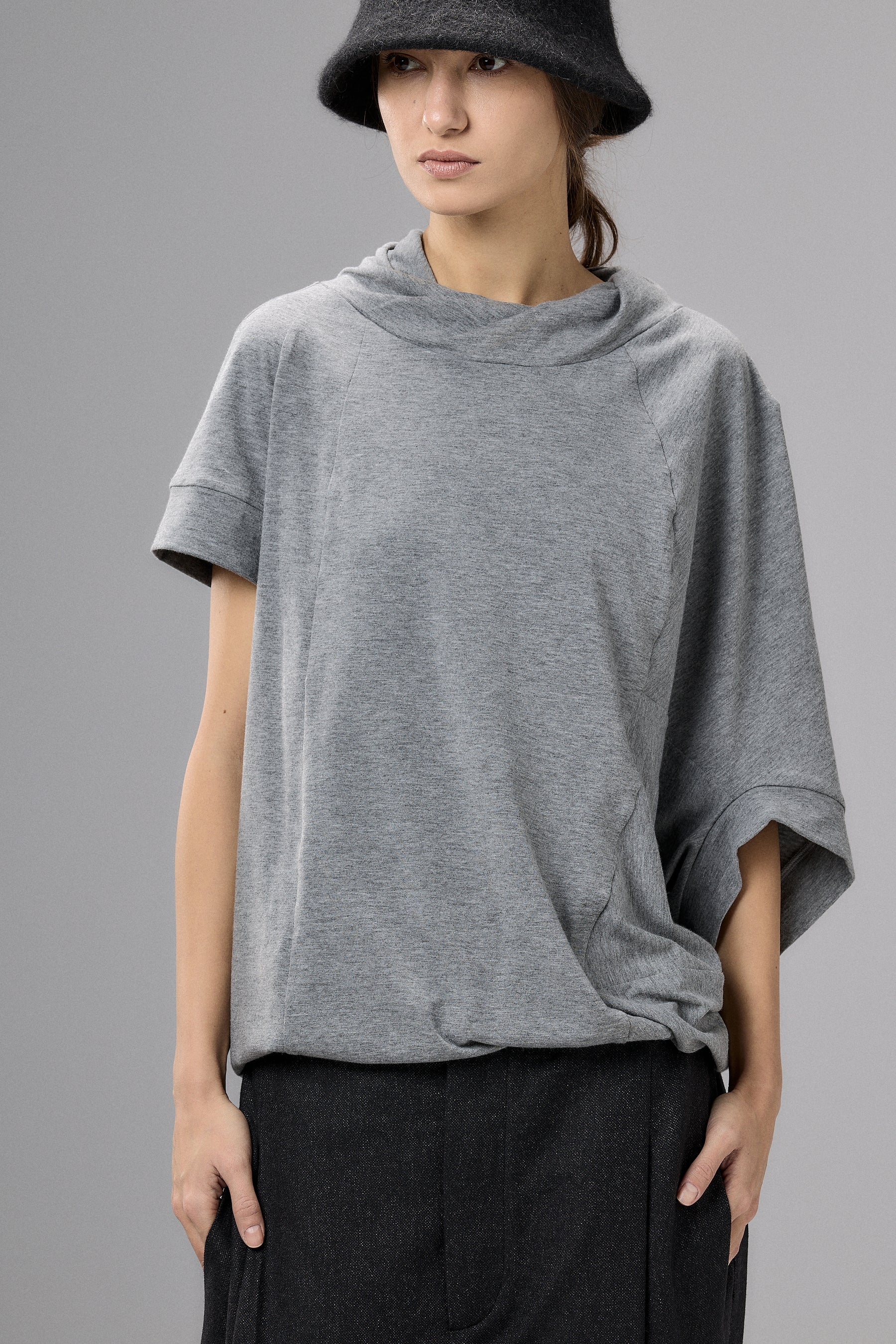 ASYMMETRICAL SLEEVE COTTON BLOUSE