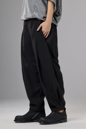 BLACK VOLUMINOUS WOOL PANTS
