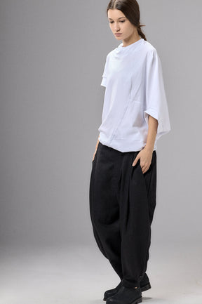 ASYMMETRICAL SLEEVE COTTON BLOUSE