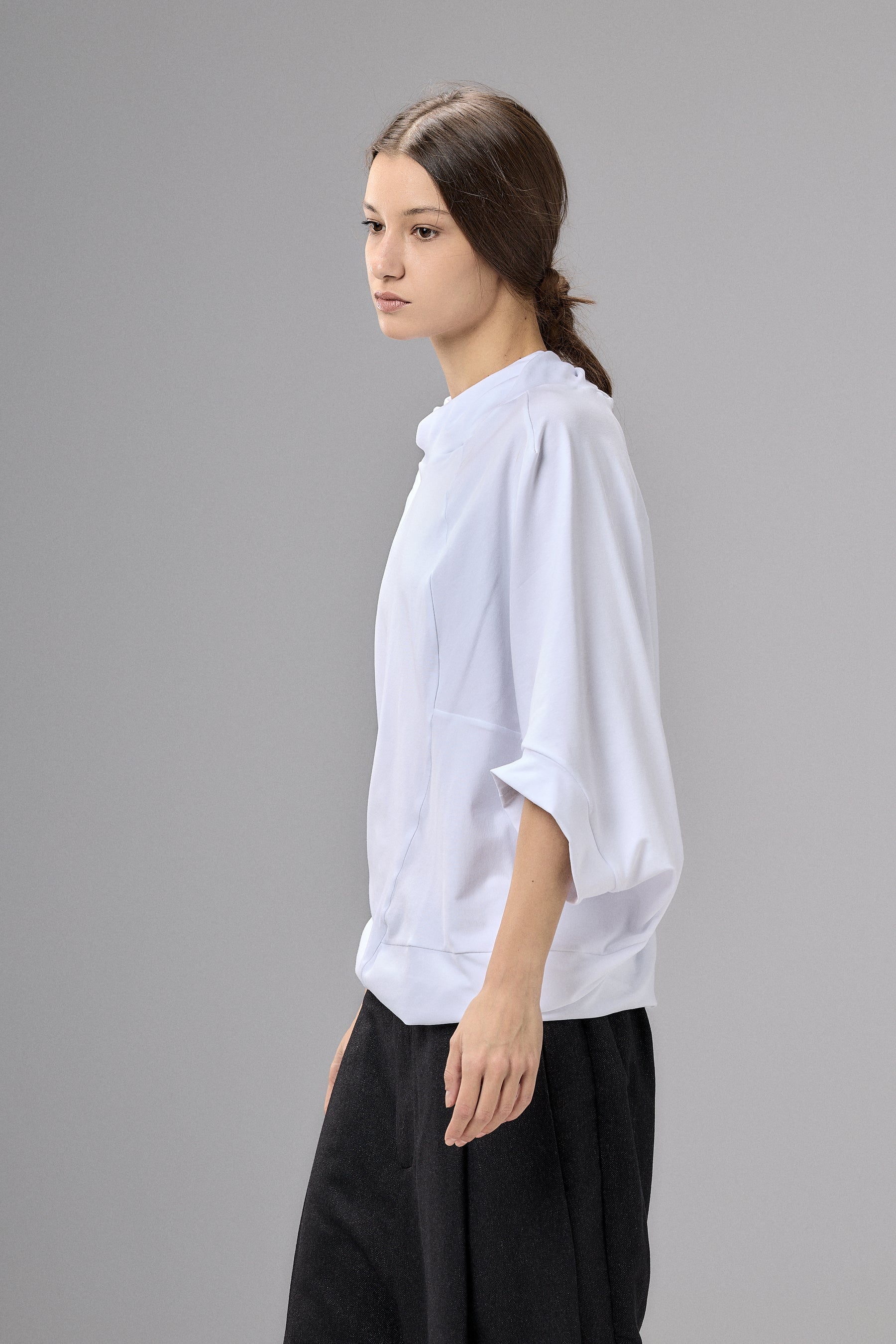ASYMMETRICAL SLEEVE COTTON BLOUSE