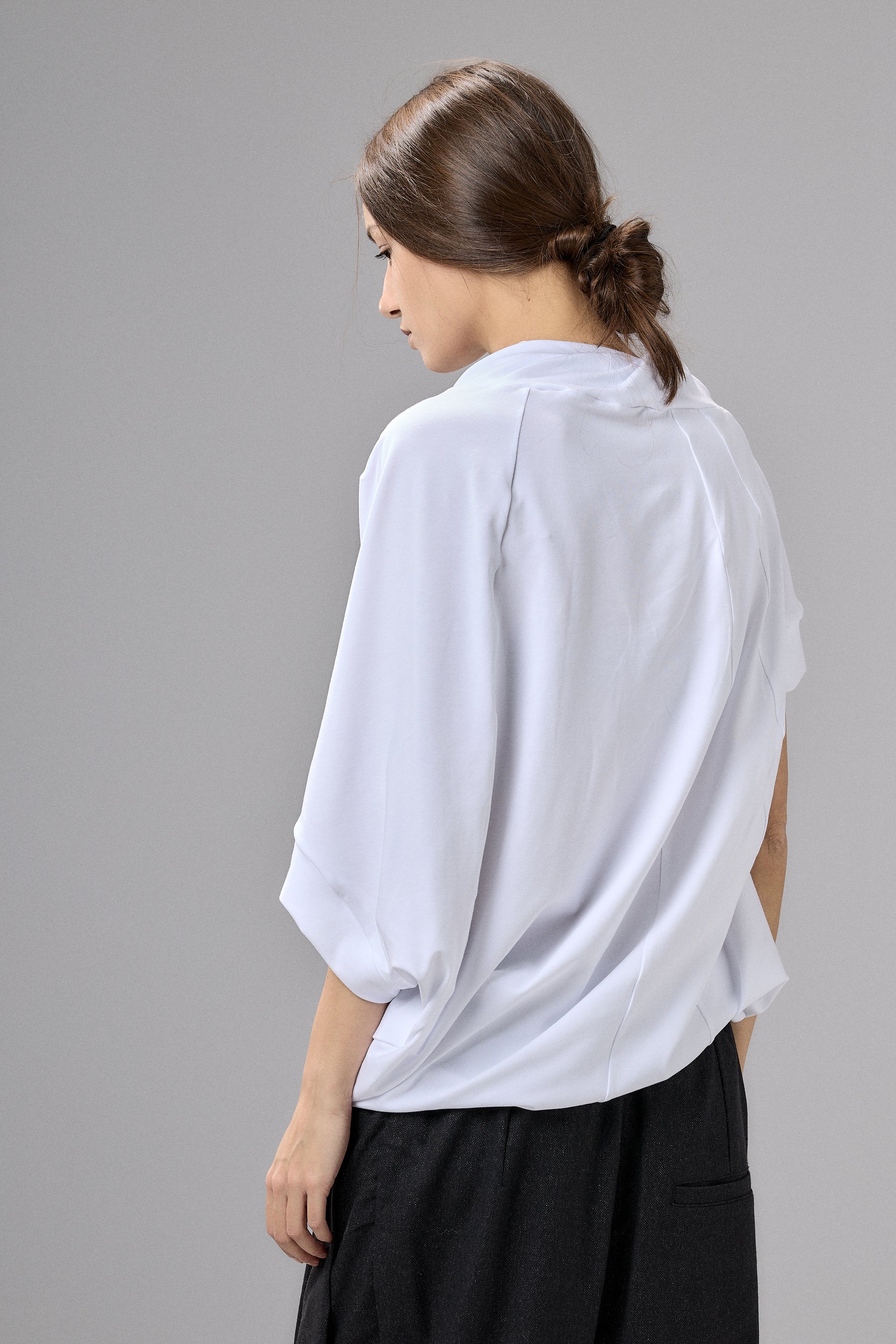 ASYMMETRICAL SLEEVE COTTON BLOUSE
