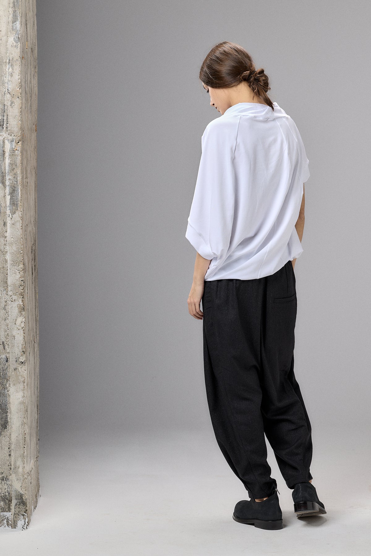 ASYMMETRICAL SLEEVE COTTON BLOUSE