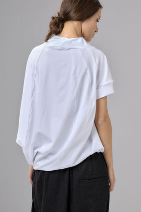 ASYMMETRICAL SLEEVE COTTON BLOUSE