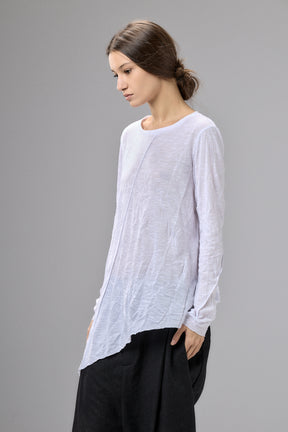 WHITE COTTON SHIRT WITH TWISTED BACK AND RAW EDGES
