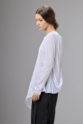 WHITE COTTON SHIRT WITH TWISTED BACK AND RAW EDGES