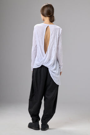 WHITE COTTON SHIRT WITH TWISTED BACK AND RAW EDGES