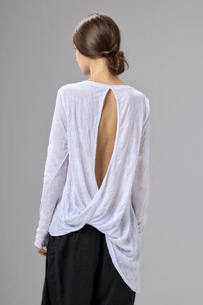 WHITE COTTON SHIRT WITH TWISTED BACK AND RAW EDGES