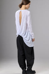 WHITE COTTON SHIRT WITH TWISTED BACK AND RAW EDGES