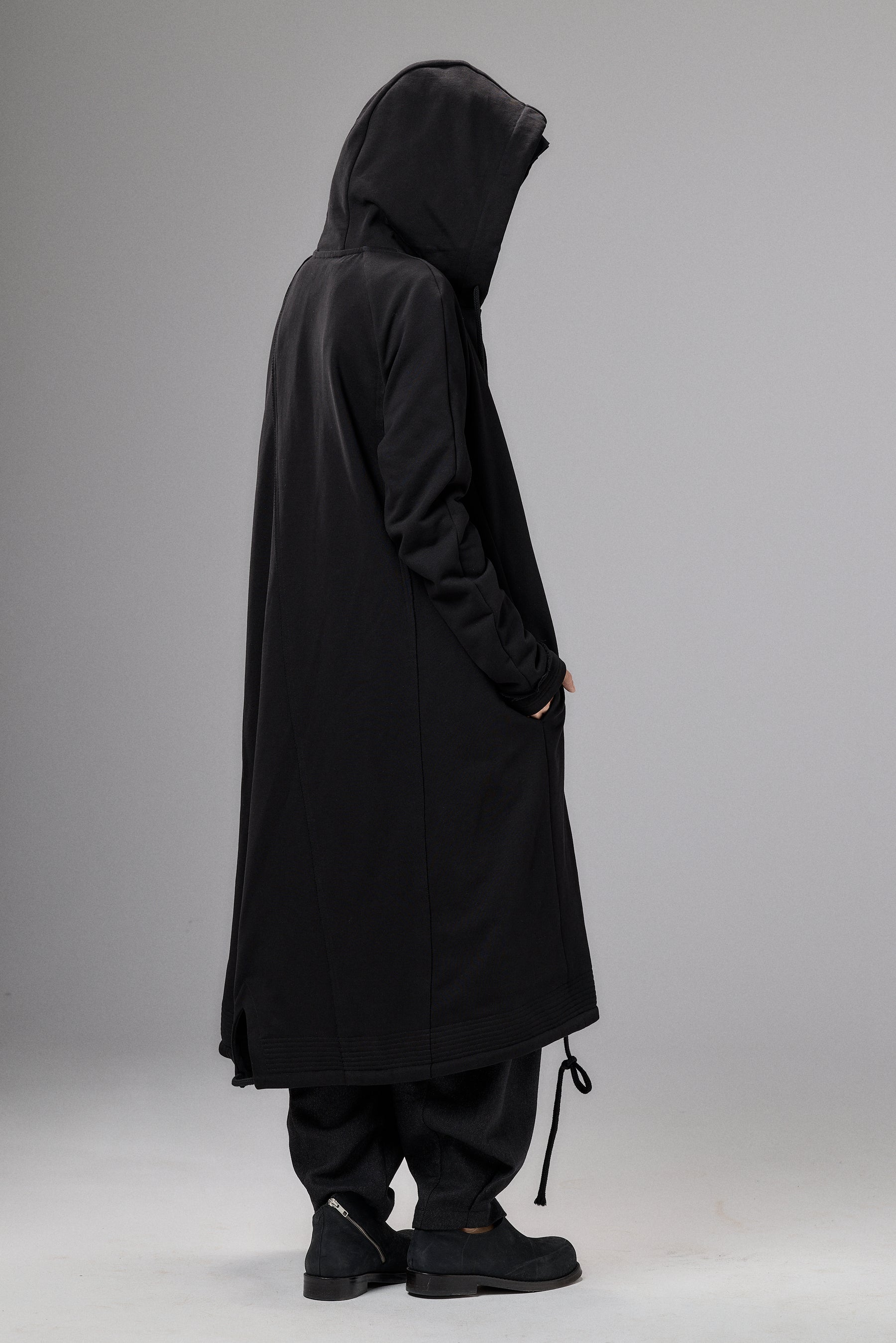 LONG HOODED ZIPPER OLIVE GREEN JACKET