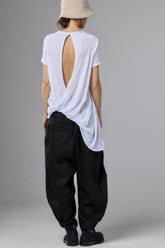 WHITE COTTON SHORT SLEEVE SHIRT WITH  RAW EDGES