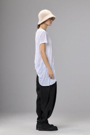 WHITE COTTON SHORT SLEEVE SHIRT WITH  RAW EDGES