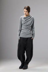 BLACK VOLUMINOUS LINEN PANTS