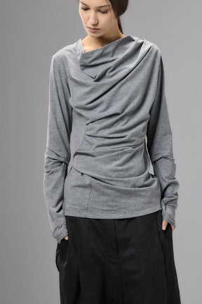 LONG SLEEVE BLACK DRAPE BLOUSE