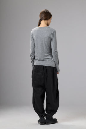BLACK VOLUMINOUS LINEN PANTS