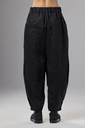 BLACK VOLUMINOUS LINEN PANTS