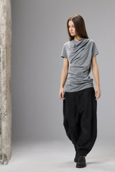 SHORT SLEEVE GRAY DRAPE BLOUSE