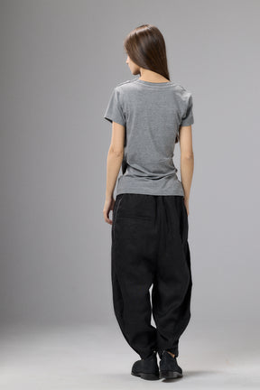 SHORT SLEEVE BLACK DRAPE BLOUSE