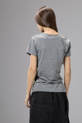 SHORT SLEEVE BLACK DRAPE BLOUSE