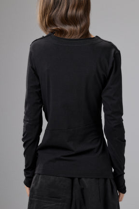 LONG SLEEVE BLACK DRAPE BLOUSE