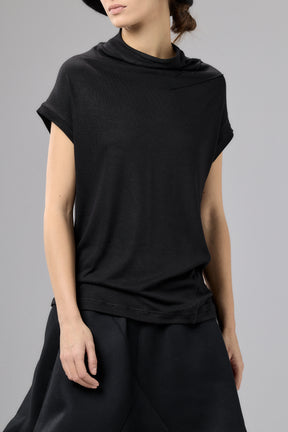 MUTED BLUE MINIMALIST CAP SLEEVED TOP