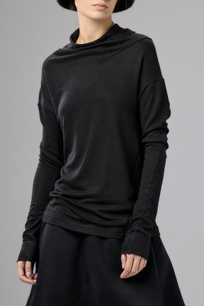 BROWN GRAY MINIMALIST LONG SLEEVE TOP