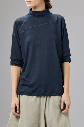 HALF SLEEVE MOCK NECK OFF WHITE TOP