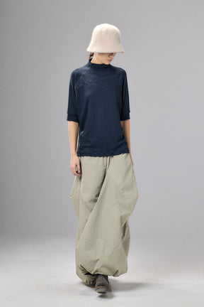 HALF SLEEVE MOCK NECK OFF WHITE TOP