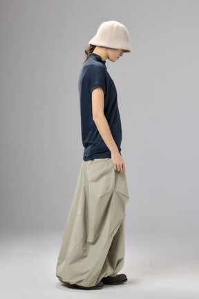 MUTED BLUE MINIMALIST CAP SLEEVED TOP