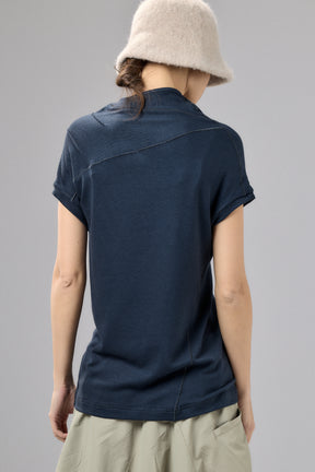 MUTED BLUE MINIMALIST CAP SLEEVED TOP